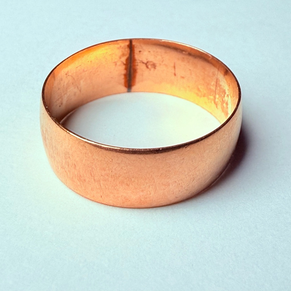 14k Solid Yellow Gold Classic Plain 6.5mm Wide Band Ring Vintage - Picture 3 of 8